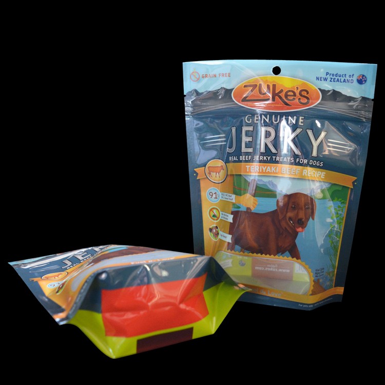 Custom printed stand up Plastic Resealable Ziplock Dog Food Bag With Clear Window