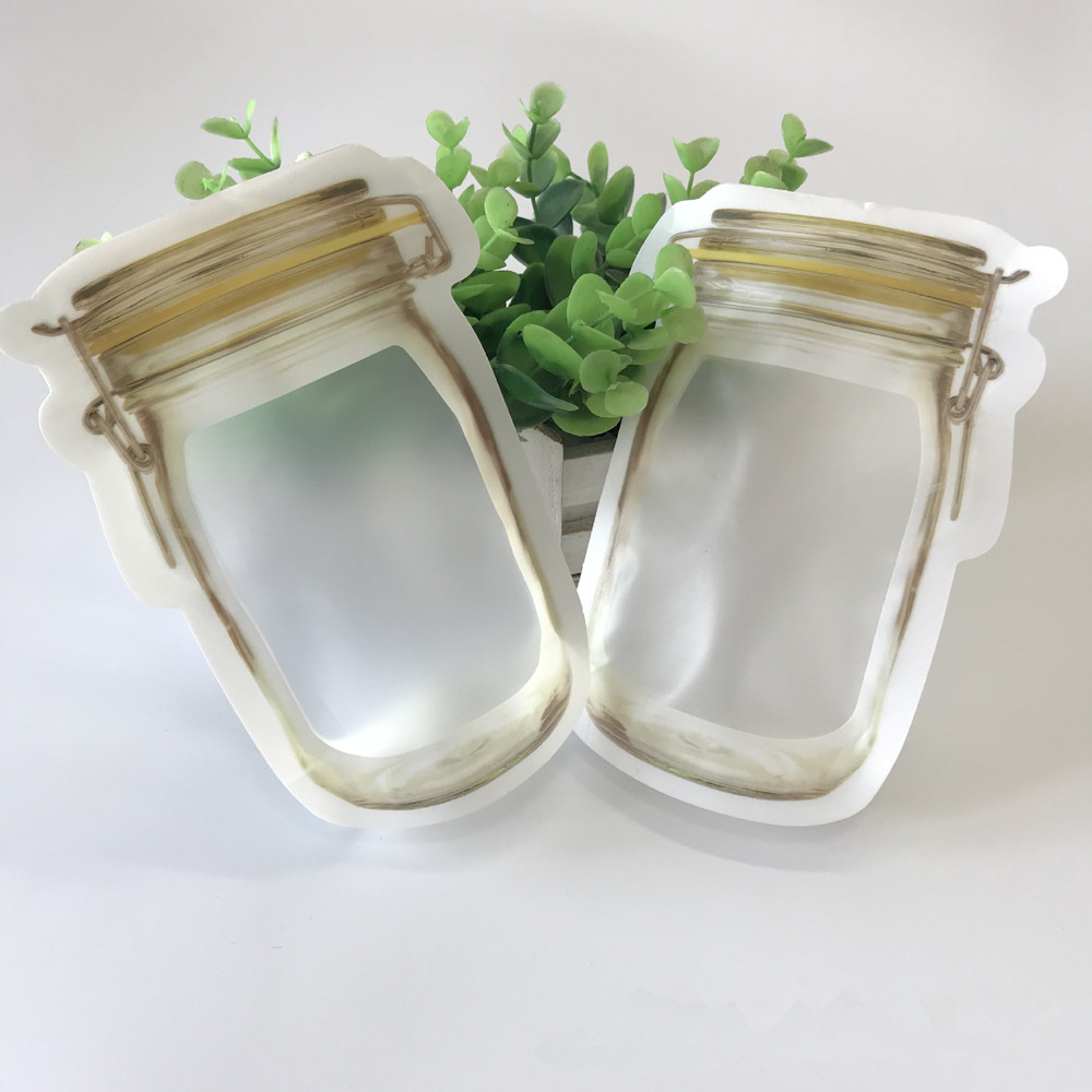 Custom printed mason jar shape pouch resealable food packaging bag