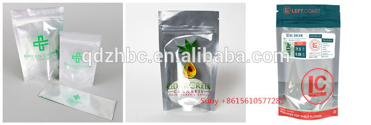Custom printed medical weed smell proof Marijuana packaging bag
