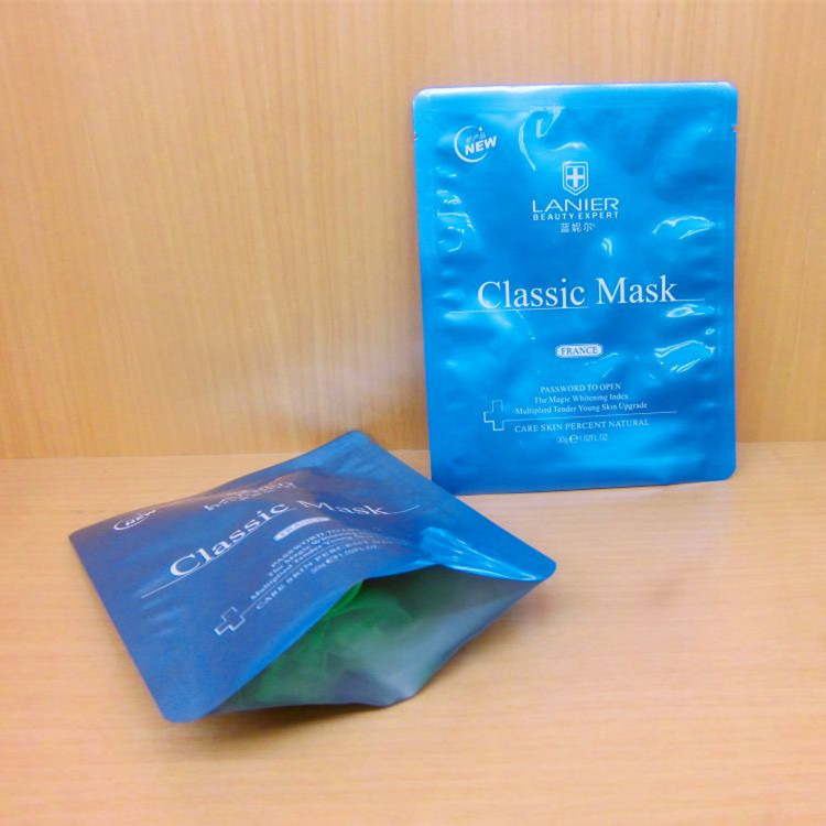 Custom printed flat pouch foil face mask packaging bag