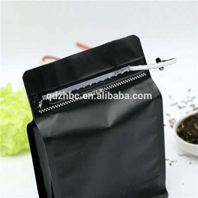 black side gusset coffee bean packaging bags with easy tear zipper