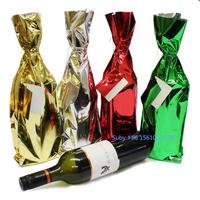 Custom printed colored wine bottle metallic mylar gift bags