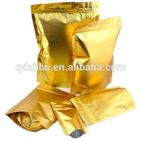 customized gold yellow coffee bean/tea bags Gold foil Stand up Zip Lock Bag with valve