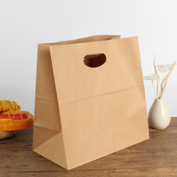 customized print logo eco friendly kraft paper take away packaging  bag for bread food container
