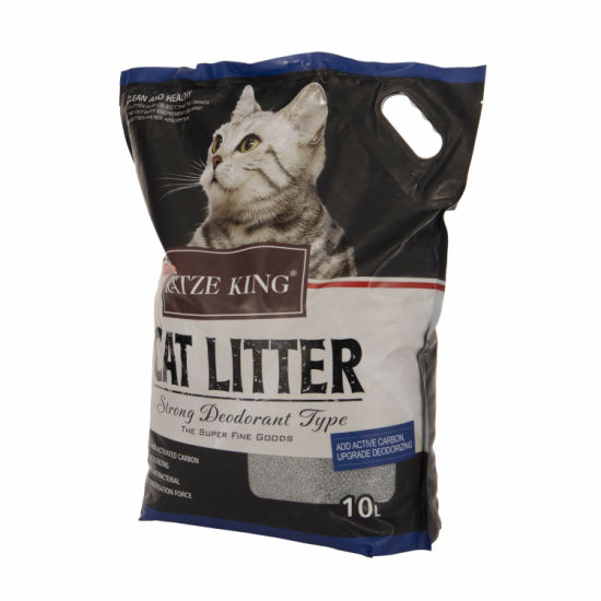 Custom printed handle plastic bag for cat litter packaging